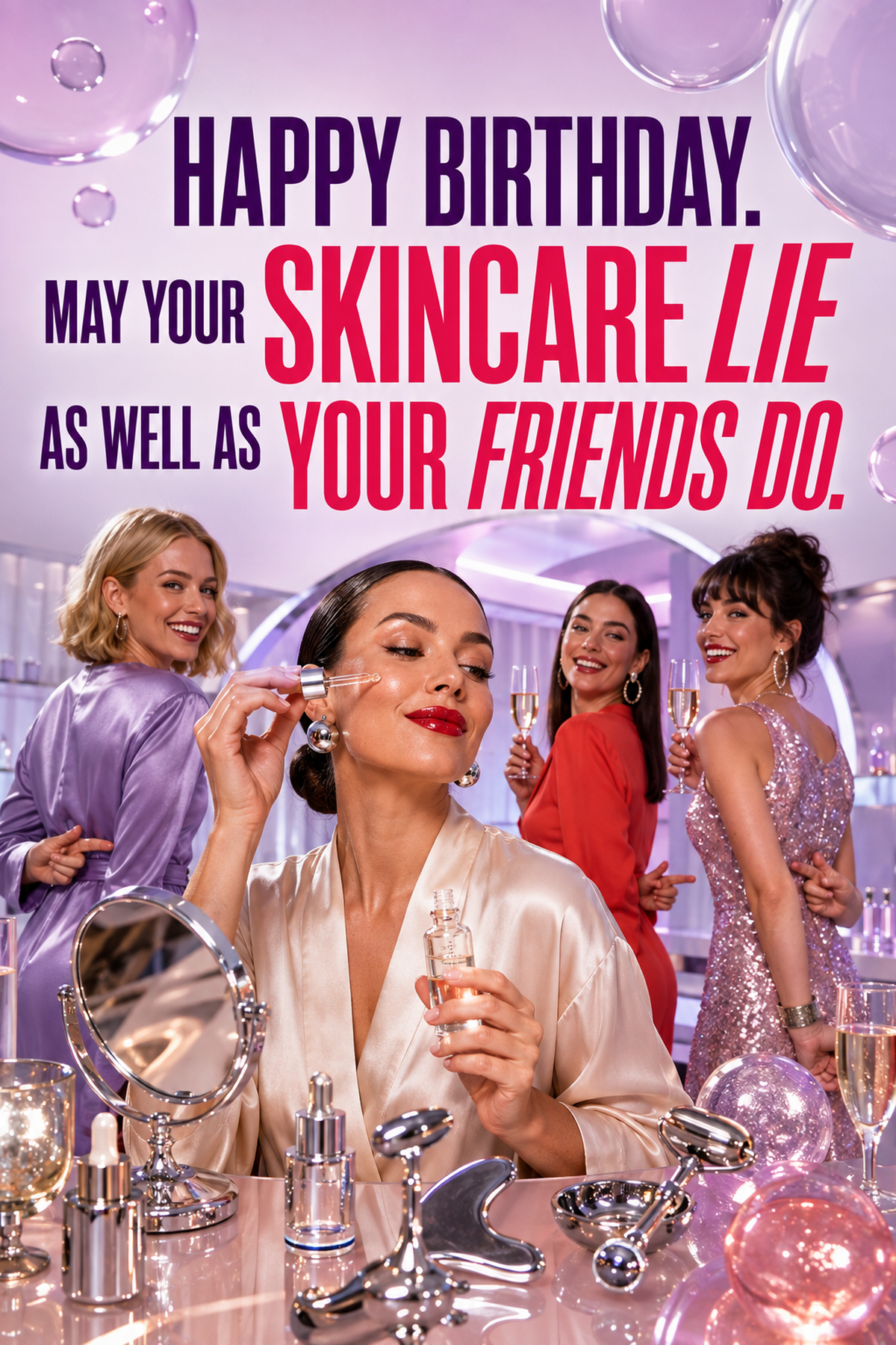 Funny Birthday Card for Her – May Your Skincare Lie