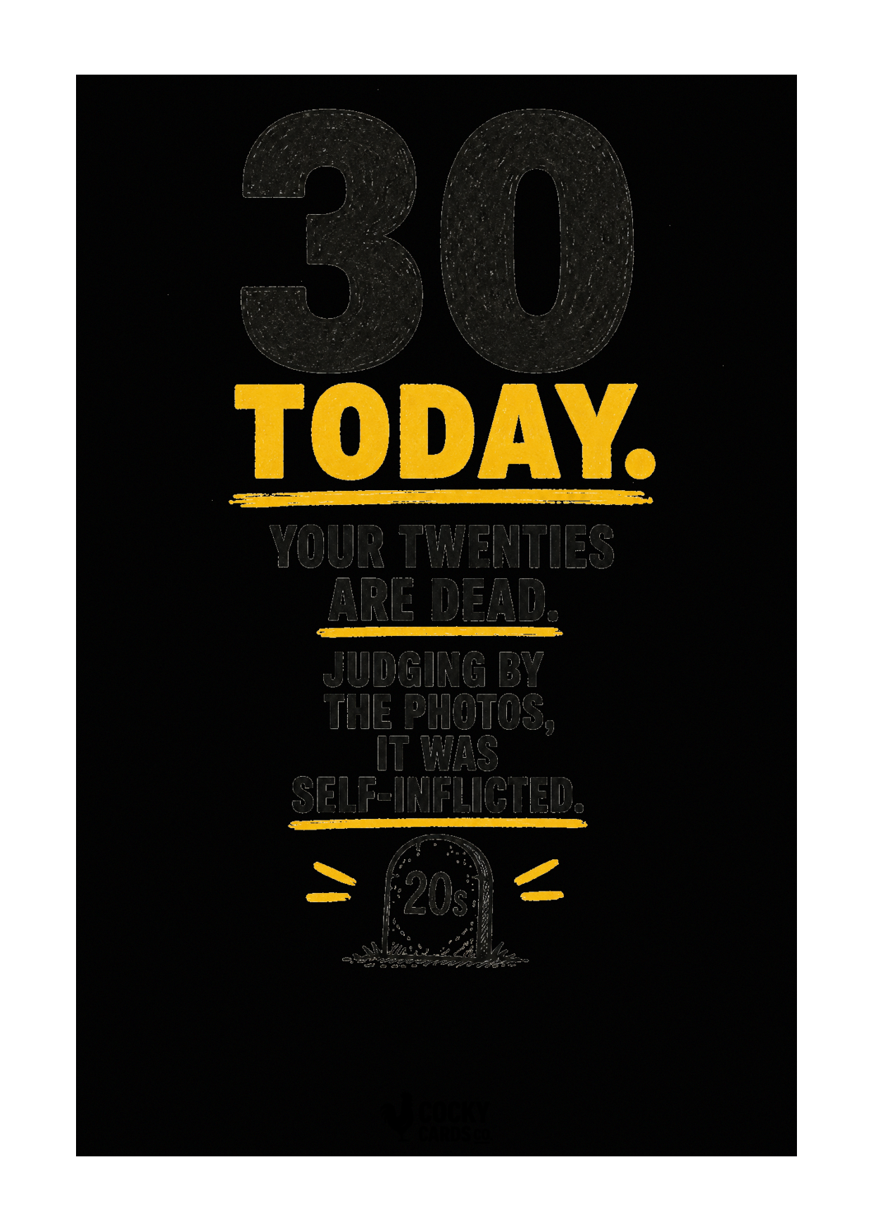 Funny 30th Birthday Card for Him – Twenties Are Dead