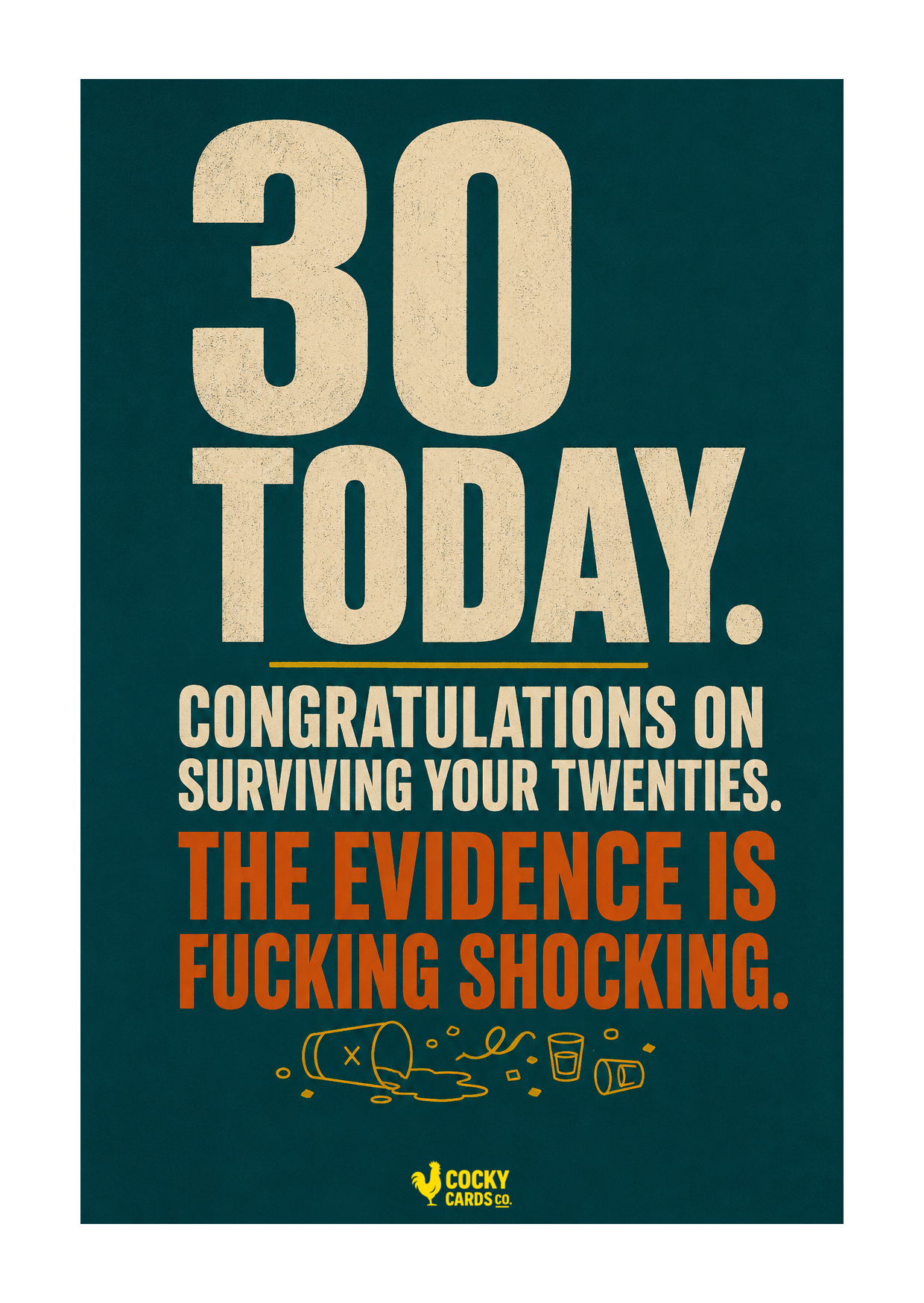 Rude 30th Birthday Card for Him – Shocking Evidence