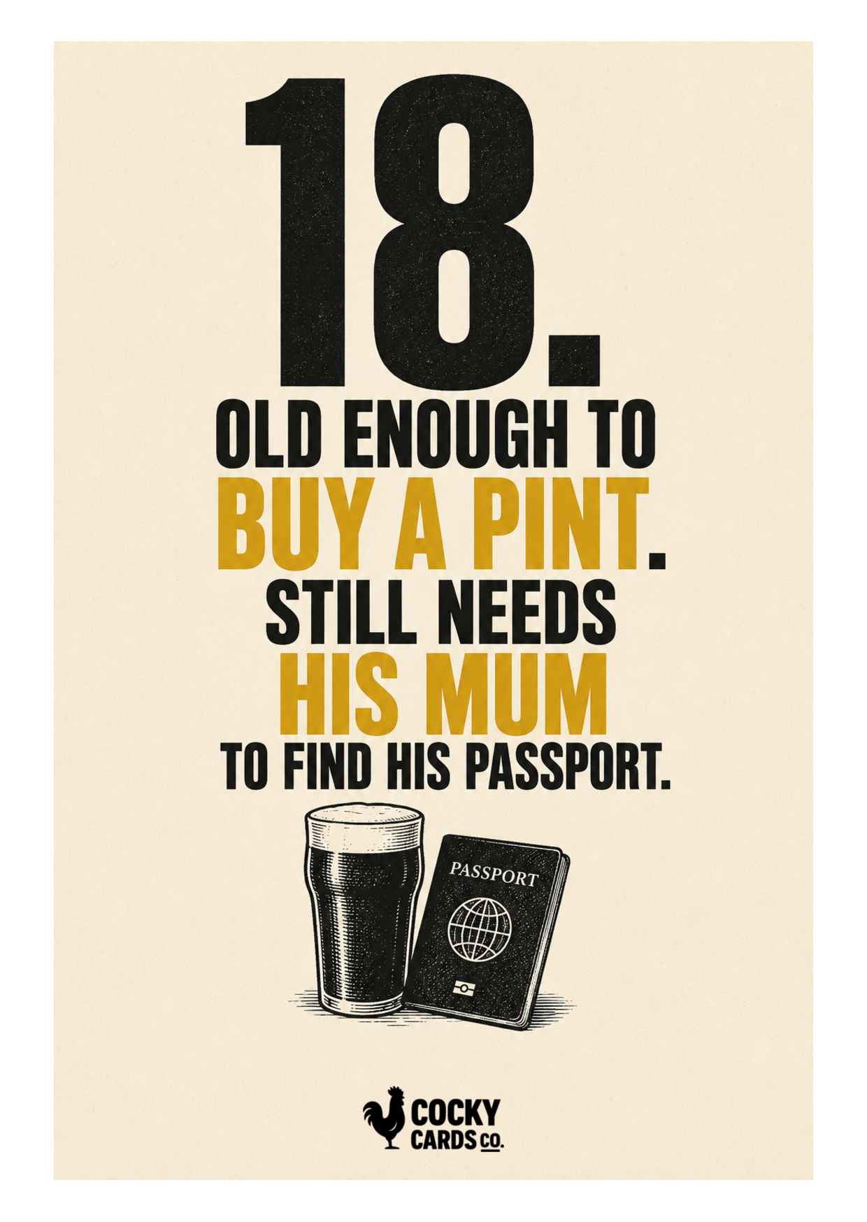 Funny 18th Birthday Card for Him – Mum Finds His Passport