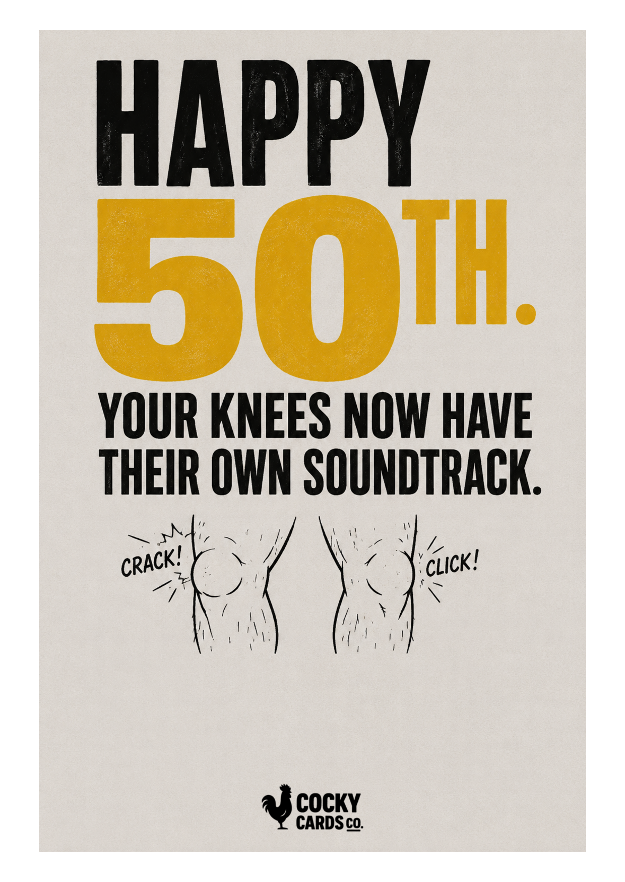 Funny 50th Birthday Card for Him – Noisy Knees