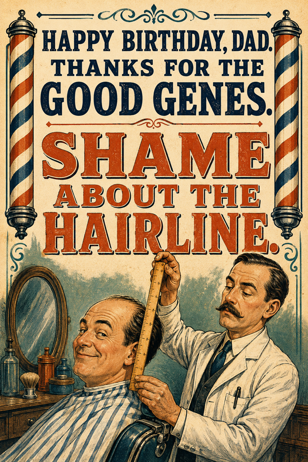 Funny Birthday Card for Dad – Shame About the Hairline
