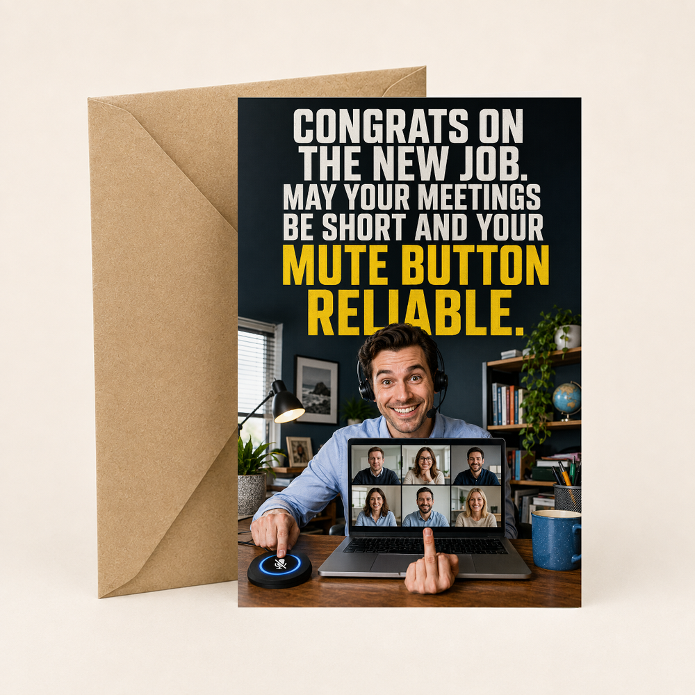 Funny New Job Card – May Your Mute Button Be Reliable