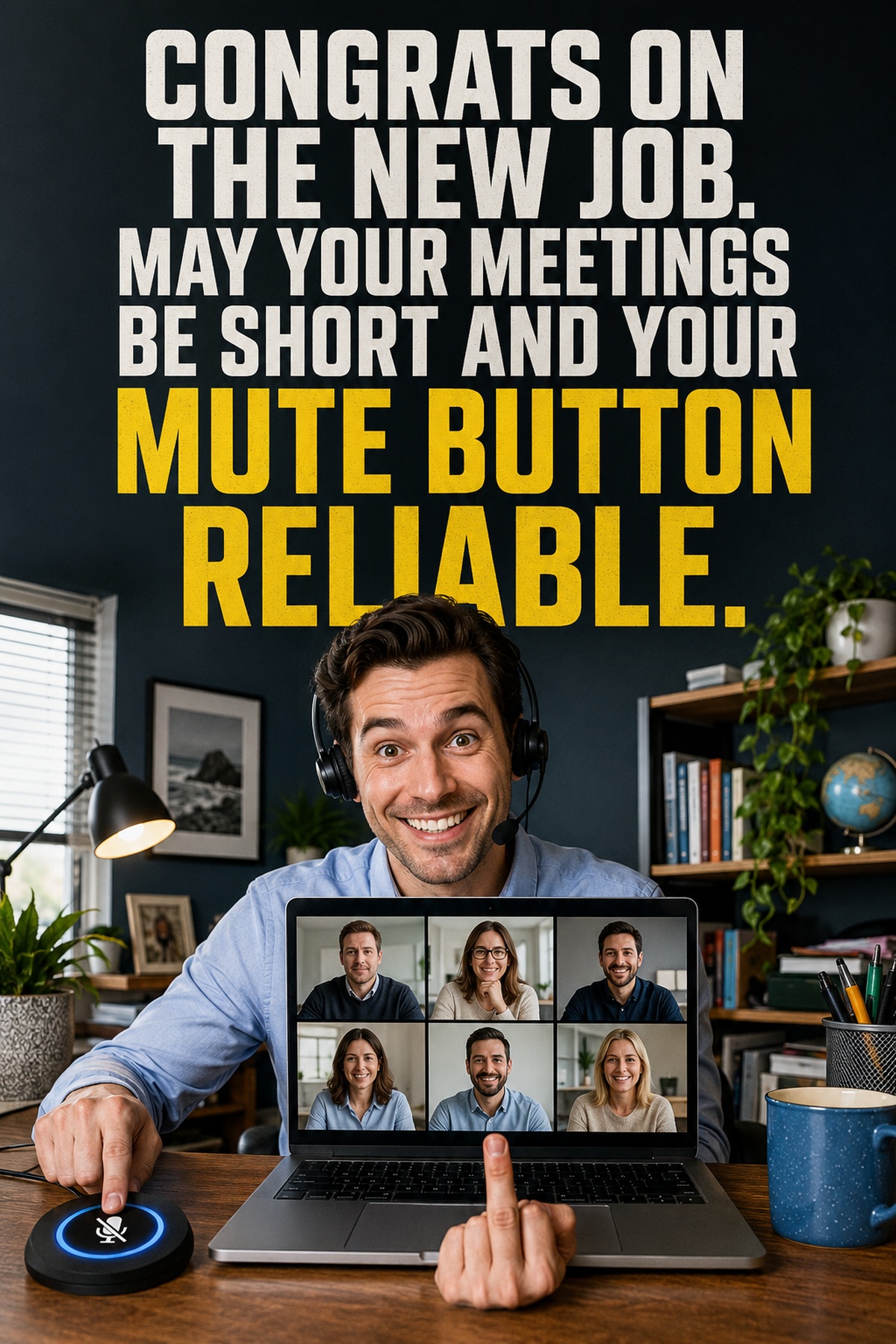 Funny New Job Card – May Your Mute Button Be Reliable