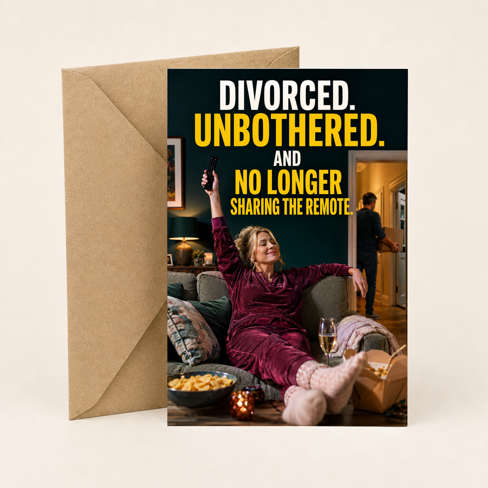 Funny Divorce Card – No Longer Sharing the Remote