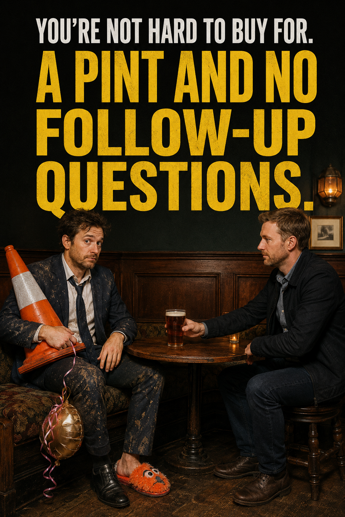Funny Card for Him – A Pint and No Questions