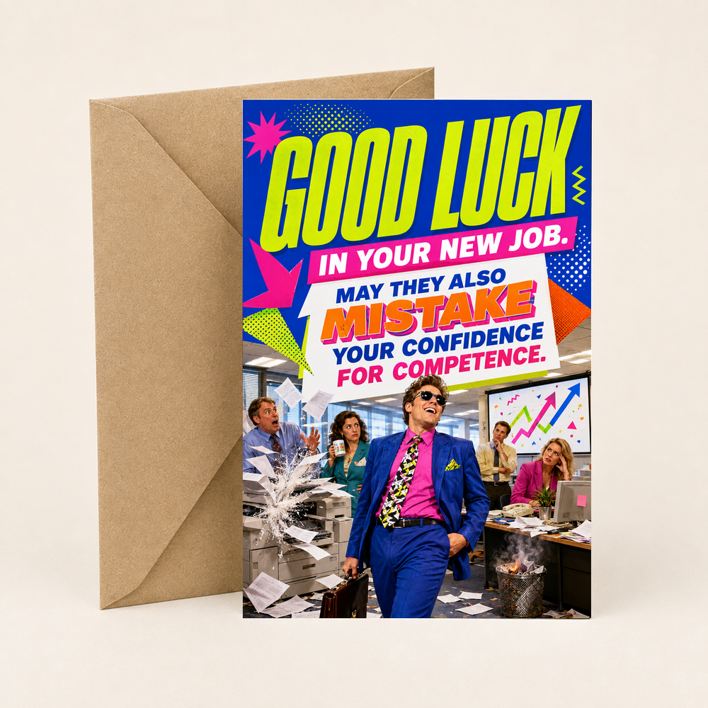 Funny New Job Card – Confidence for Competence