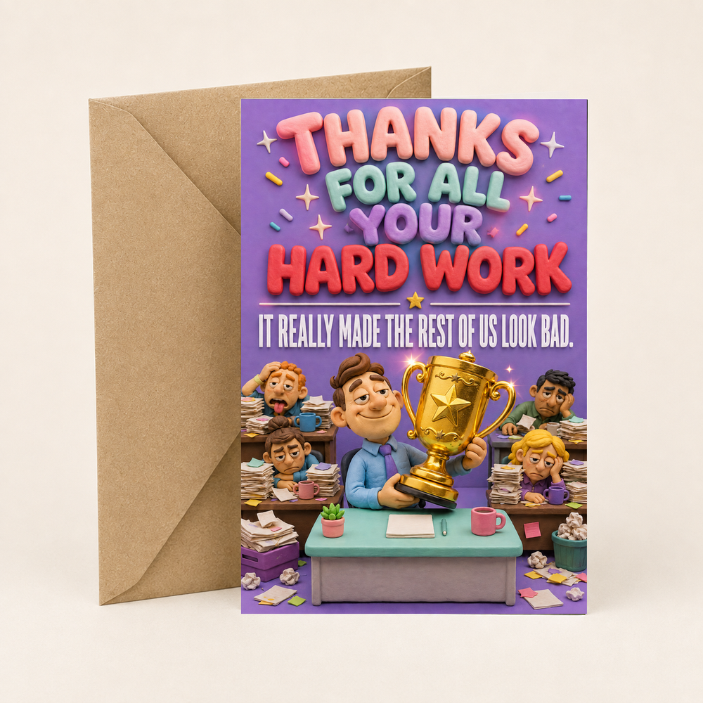 Funny Thank You Card for a Colleague – Made Us Look Bad