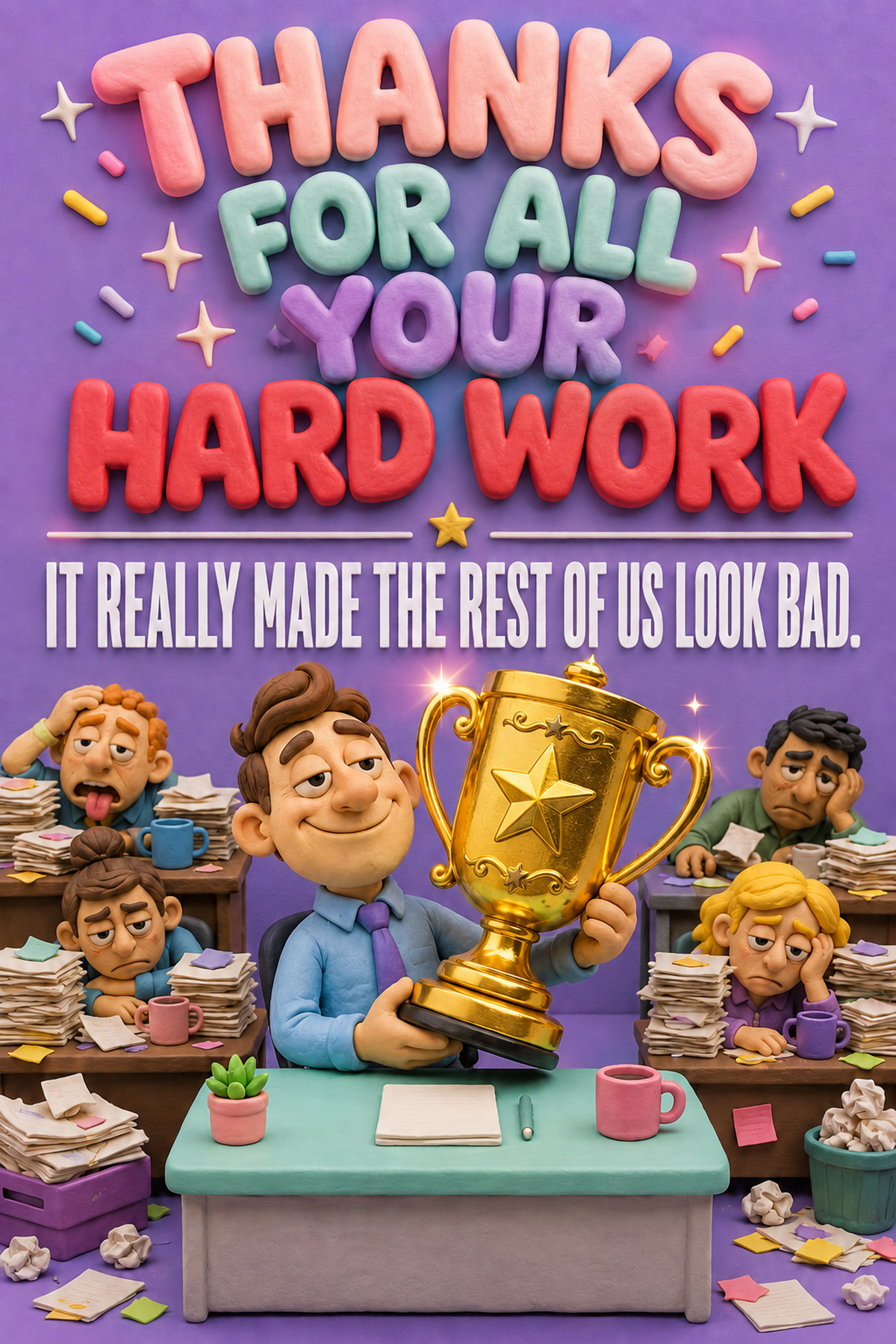 Funny Thank You Card for a Colleague – Made Us Look Bad