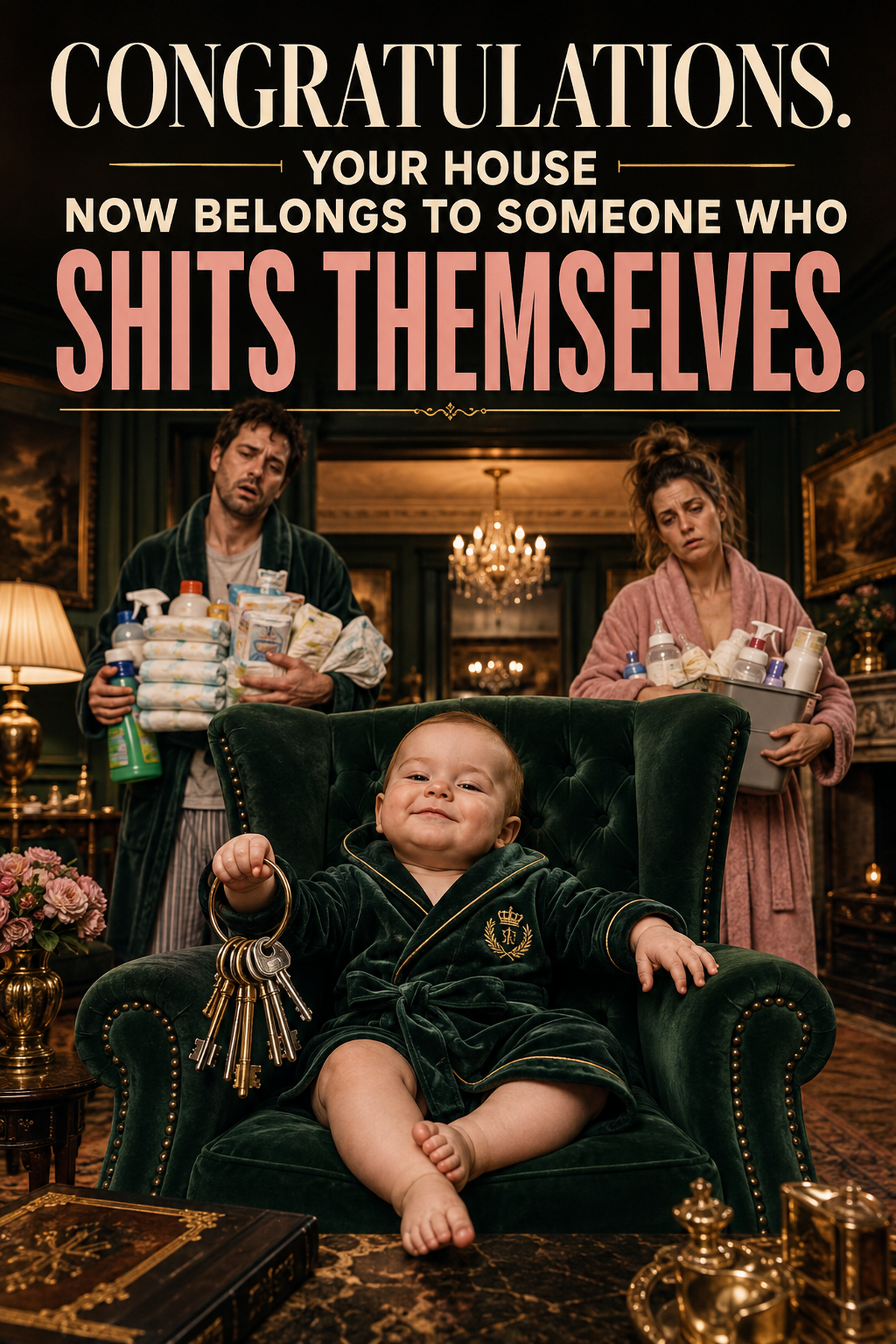 Funny New Baby Card – Your House Belongs to the Baby