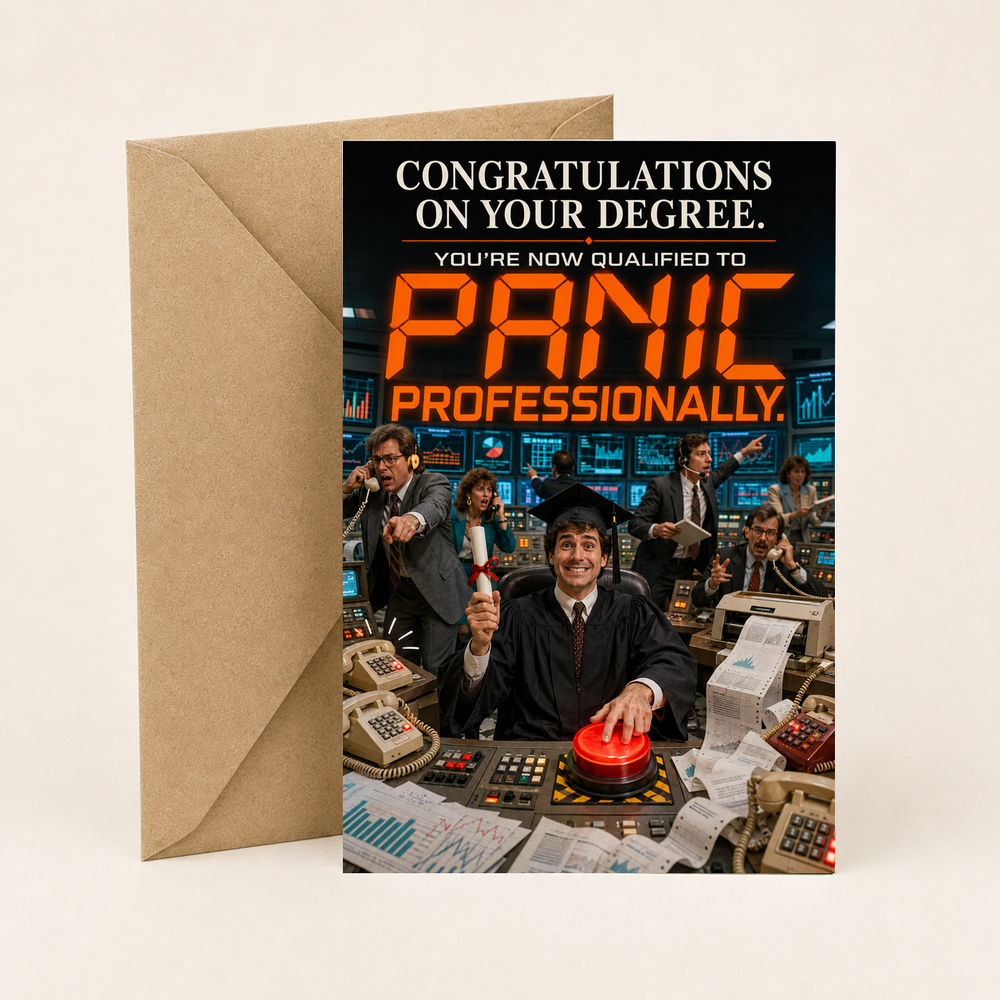 Funny Graduation Card – Panic Professionally