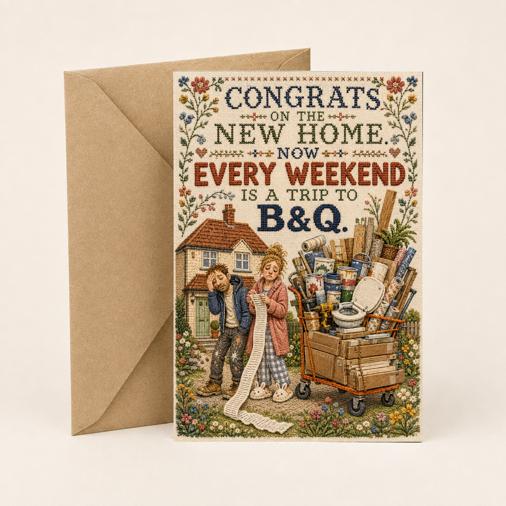 Funny New Home Card – Every Weekend at B&Q