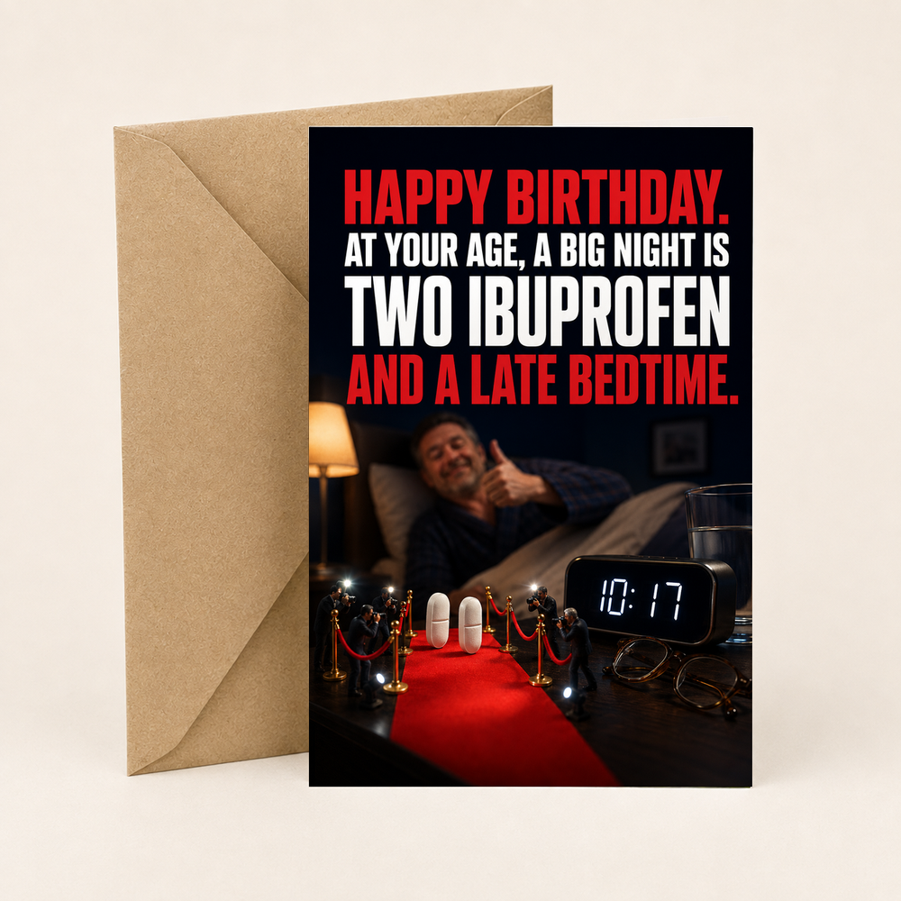 Funny Birthday Card for Him – Two Ibuprofen