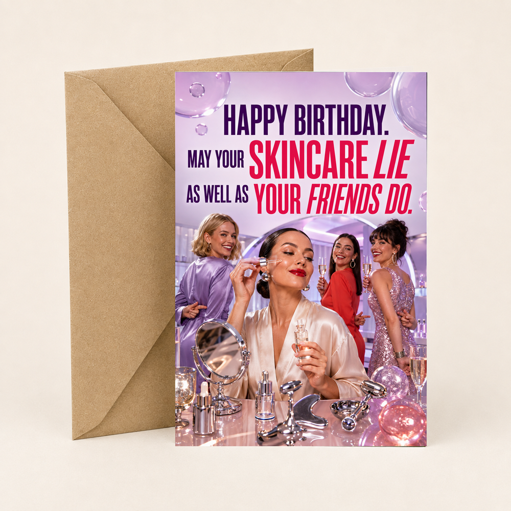 Funny Birthday Card for Her – May Your Skincare Lie