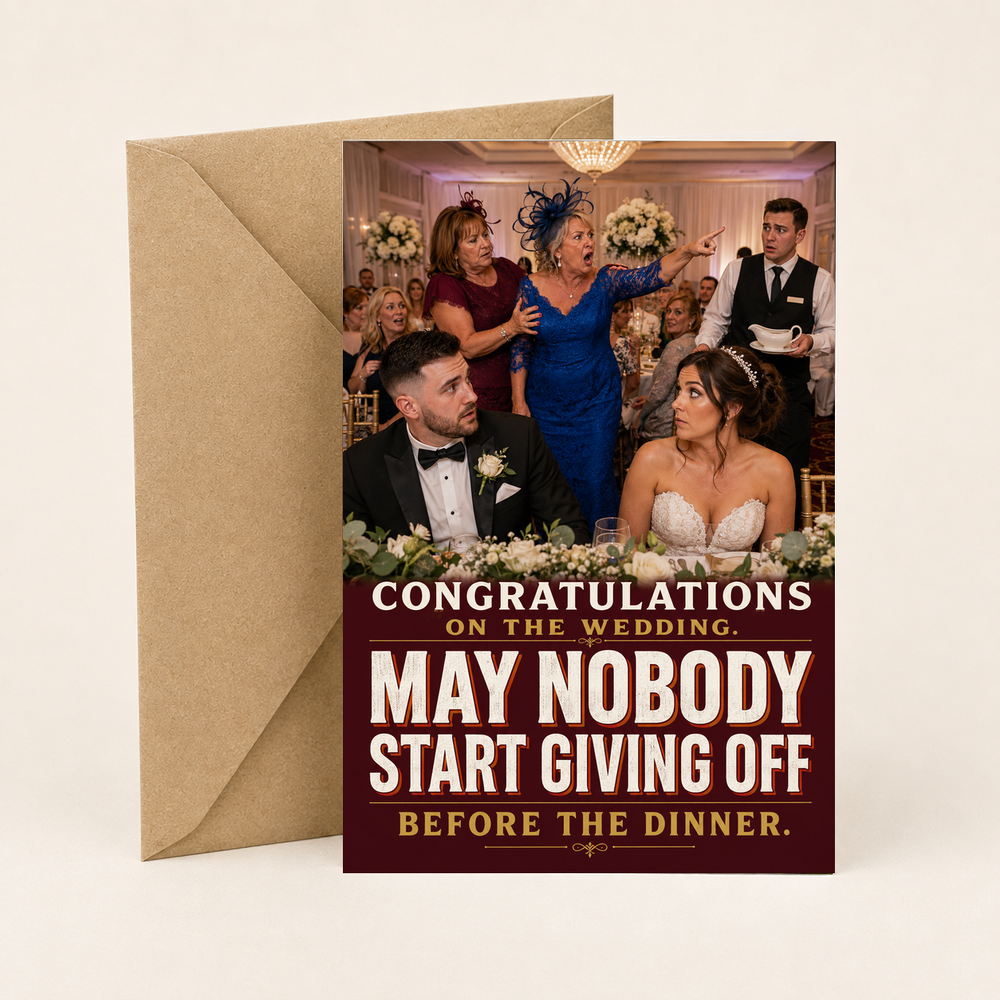 Funny Northern Irish Wedding Card – Before the Dinner