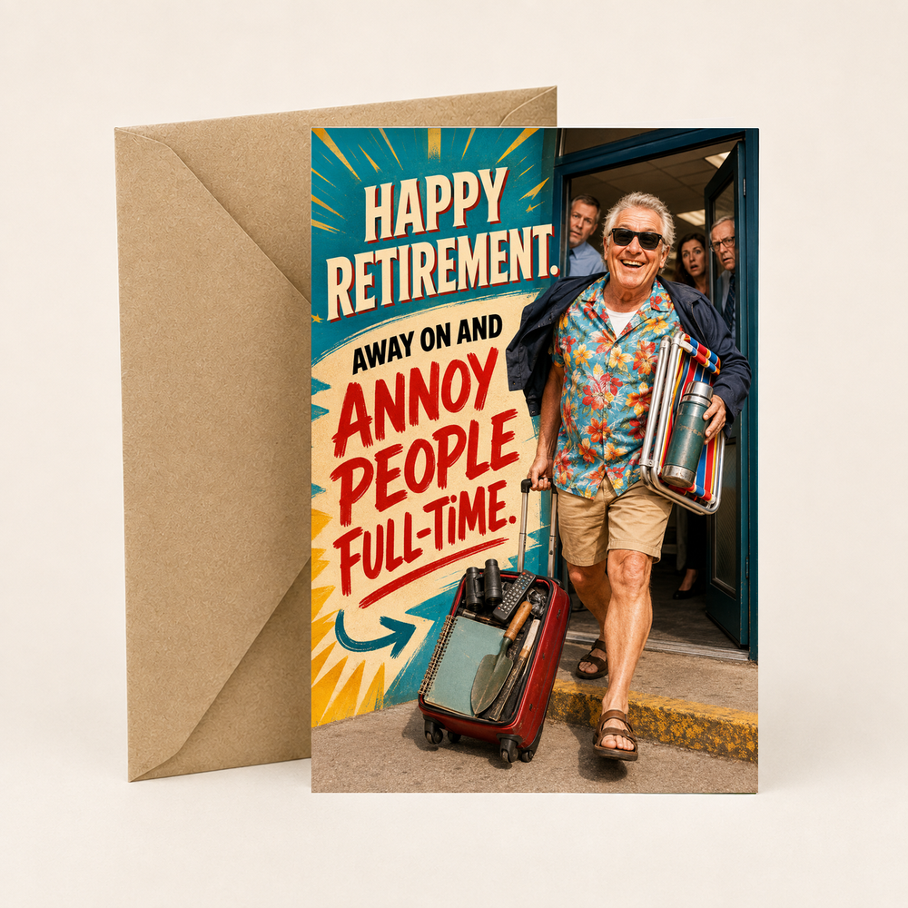 Funny Northern Irish Retirement Card – Annoy People Full-Time