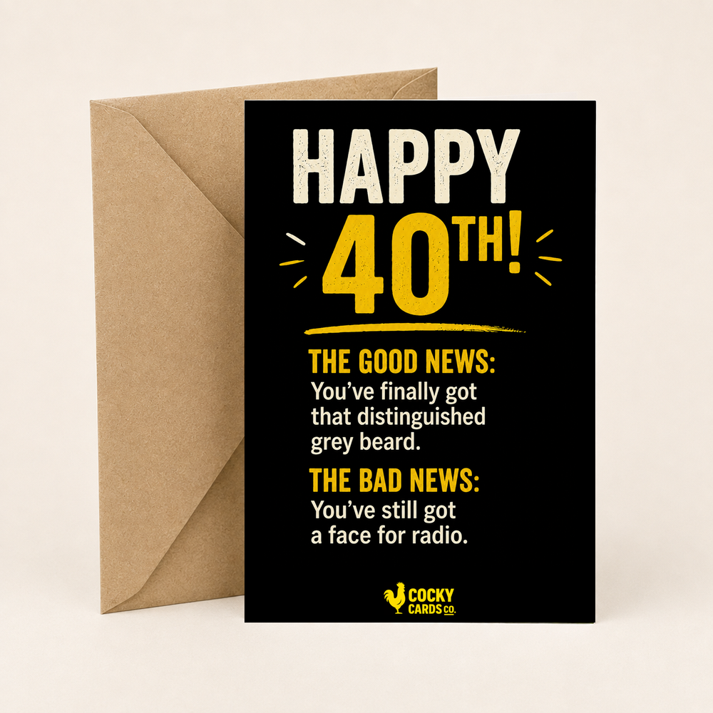 Funny 40th Birthday Card for Him – Grey Beard