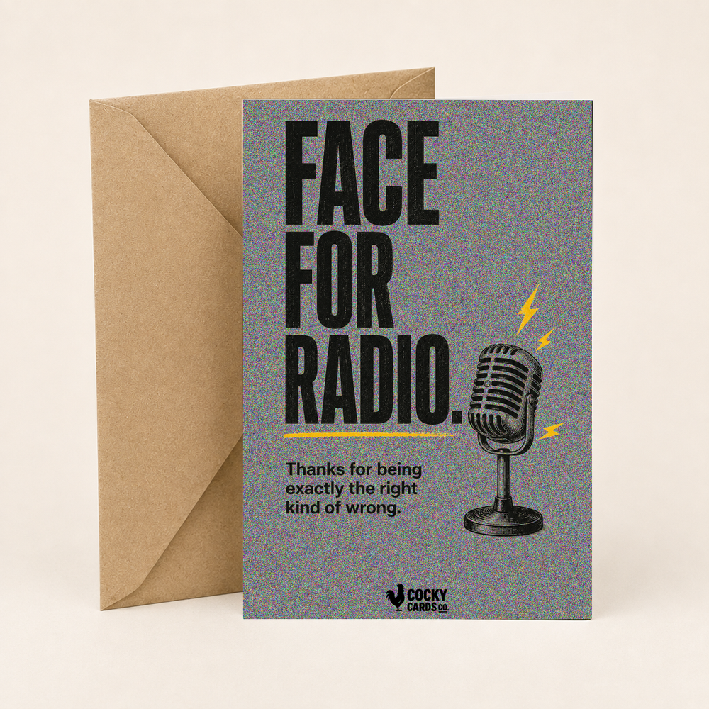 Funny 40th Birthday Card for Him – Face for Radio