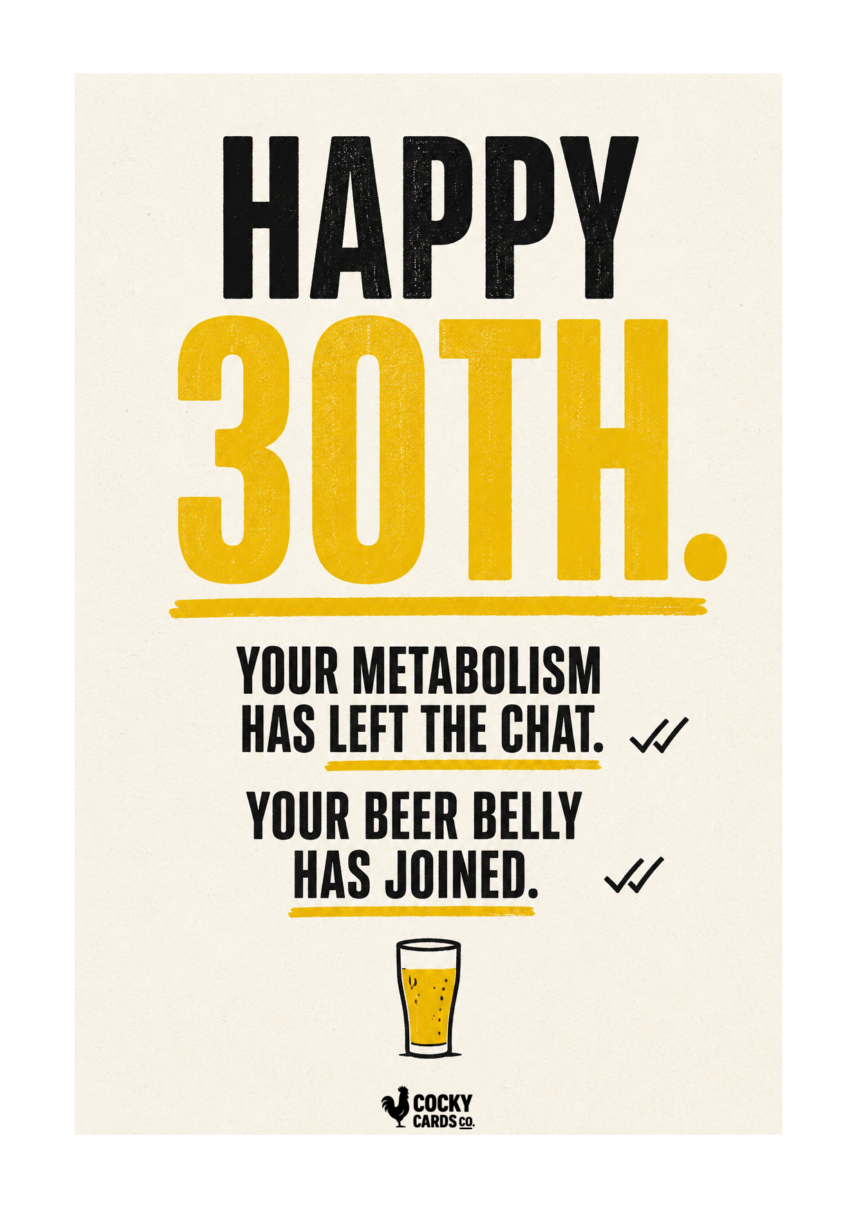 Funny 30th Birthday Card for Him – Beer Belly Joined