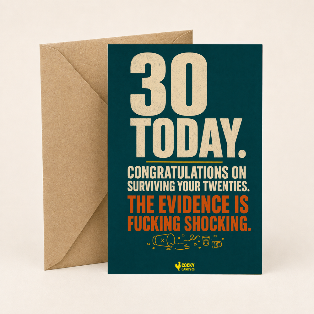 Rude 30th Birthday Card for Him – Shocking Evidence