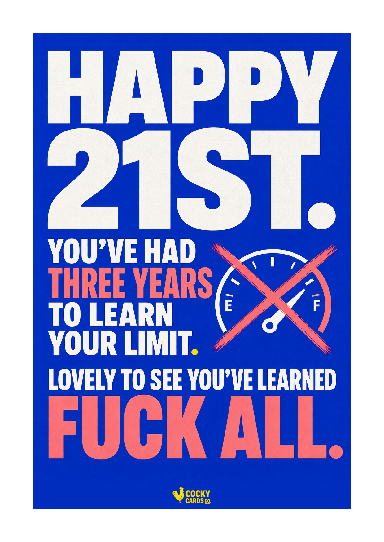Rude 21st Birthday Card for Him – Learned Fuck All