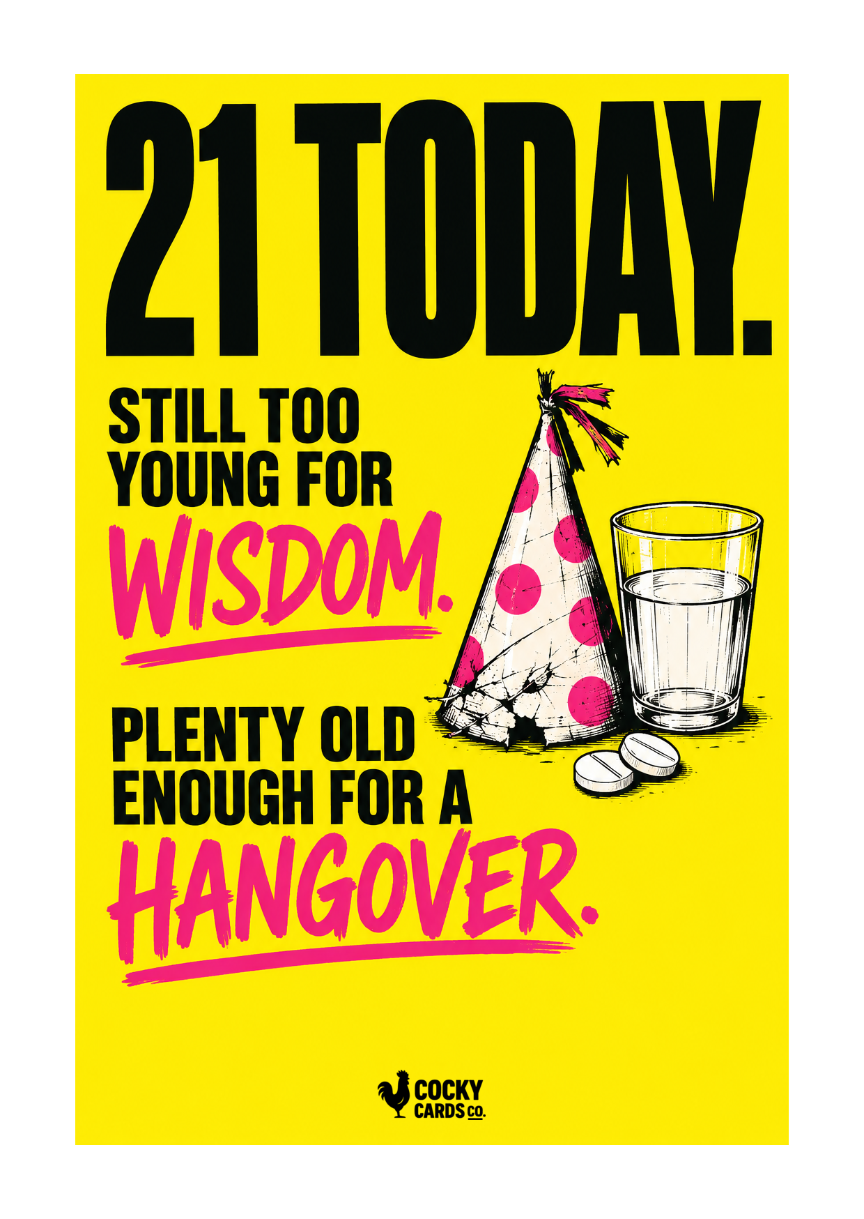 Funny 21st Birthday Card for Him – Old Enough for a Hangover