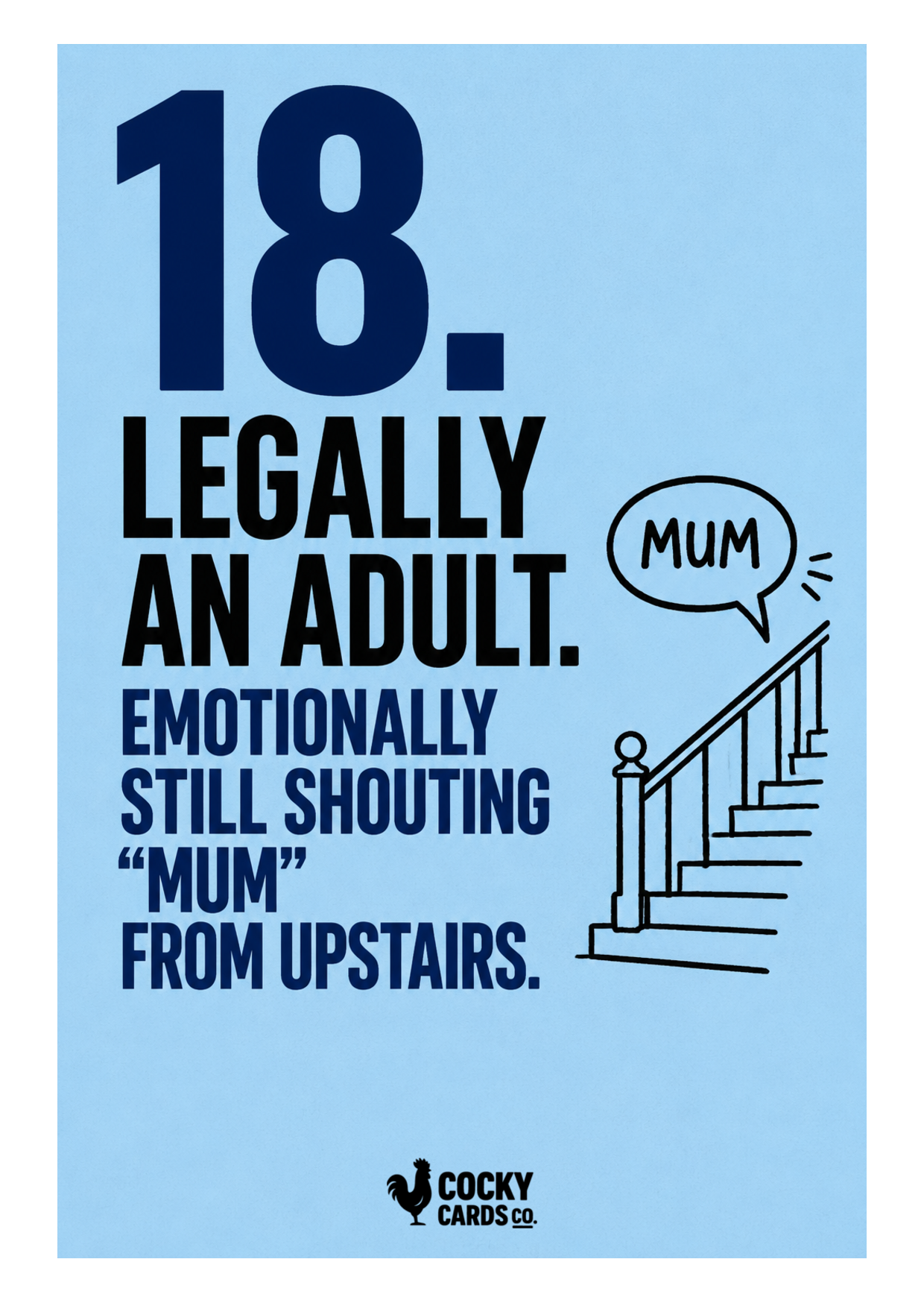 Funny 18th Birthday Card for Him – Still Shouting Mum