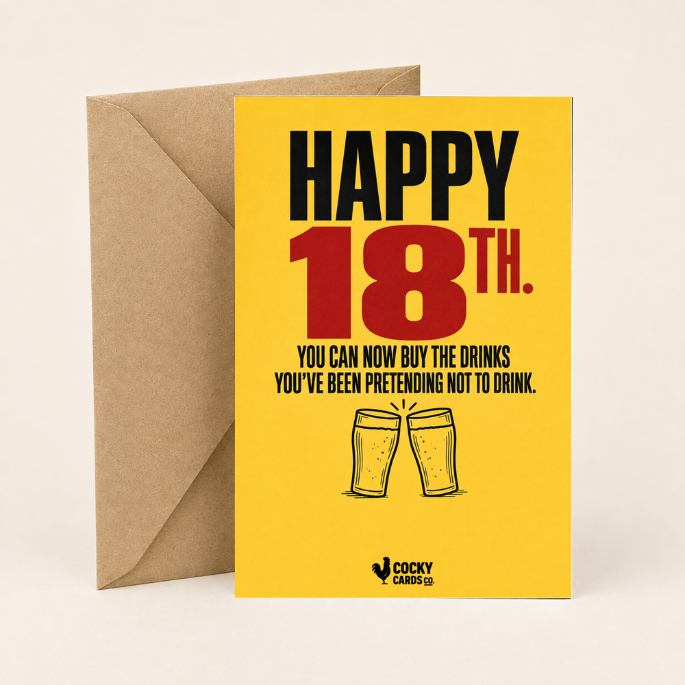 Funny 18th Birthday Card for Him – First Legal Drinks