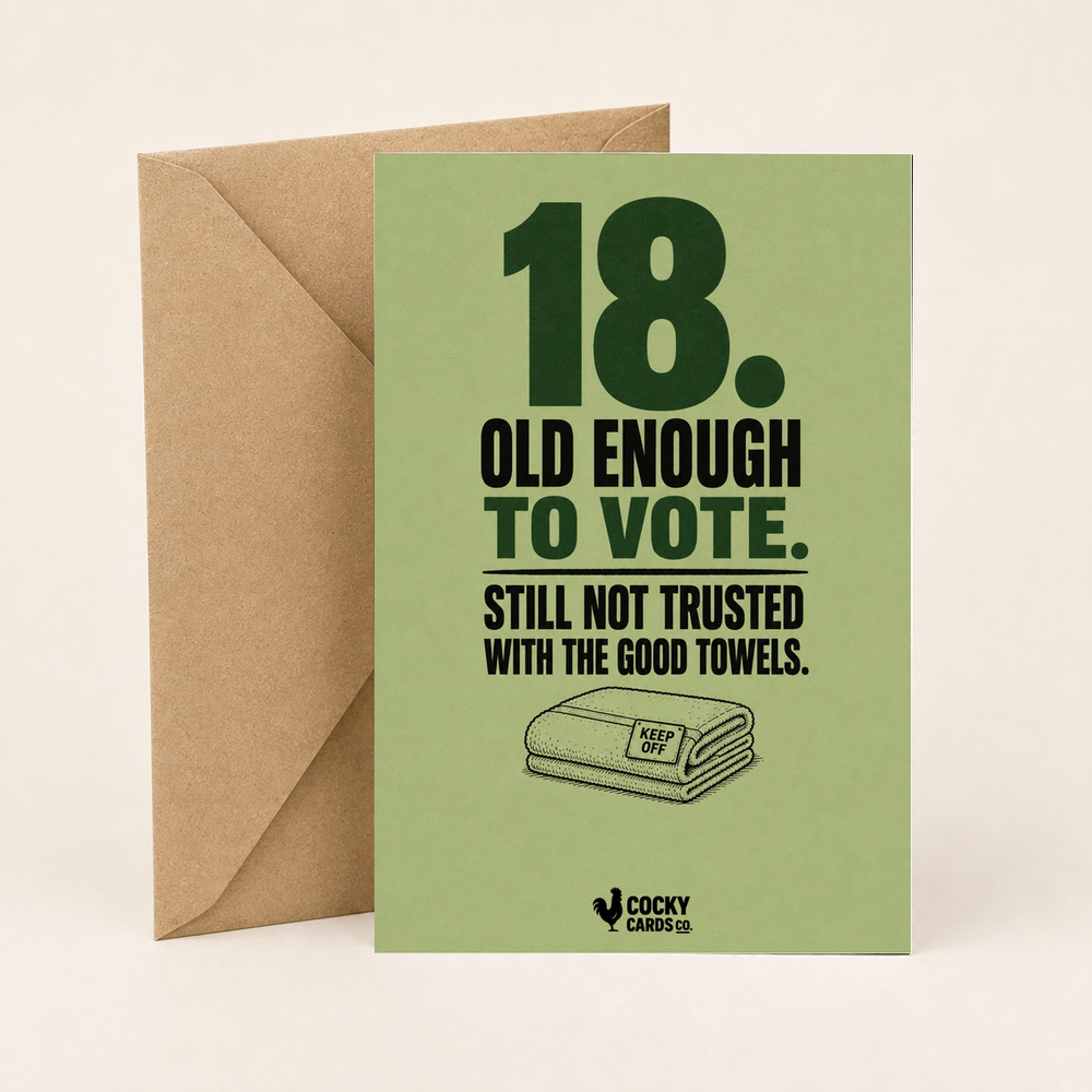 Funny 18th Birthday Card for Him – The Good Towels