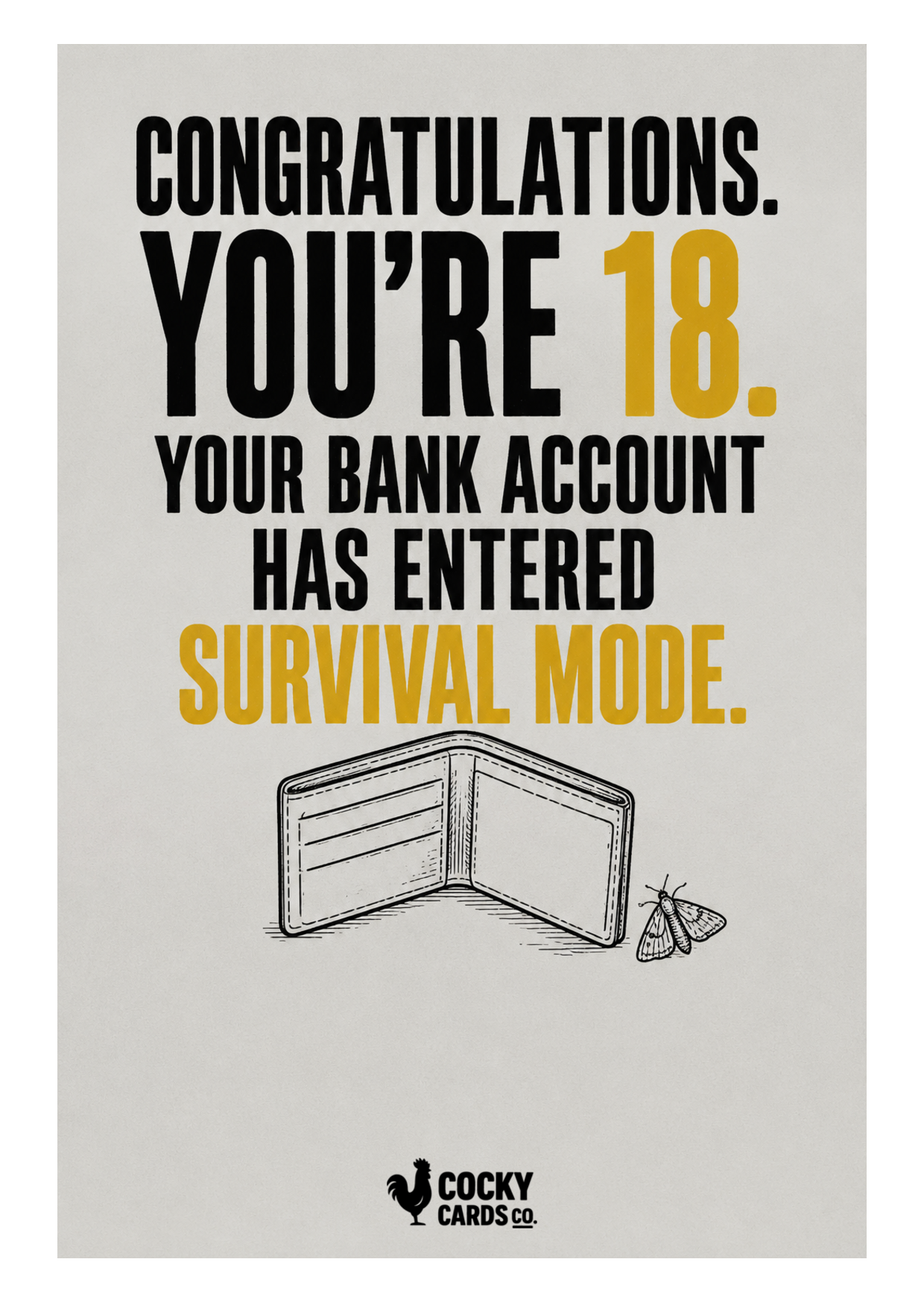 Funny 18th Birthday Card for Him – Bank Account Survival Mode