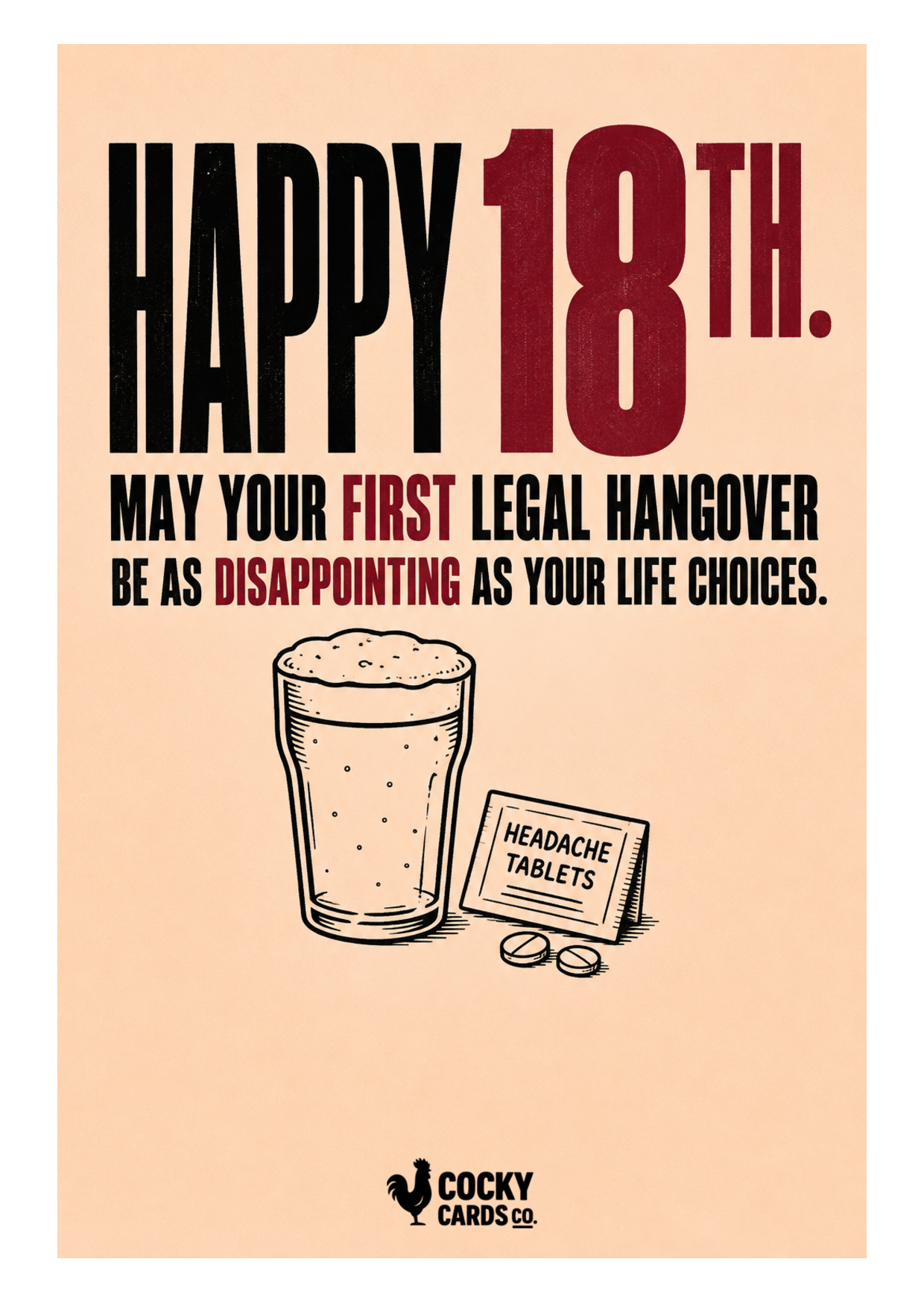Rude 18th Birthday Card for Him – First Legal Hangover