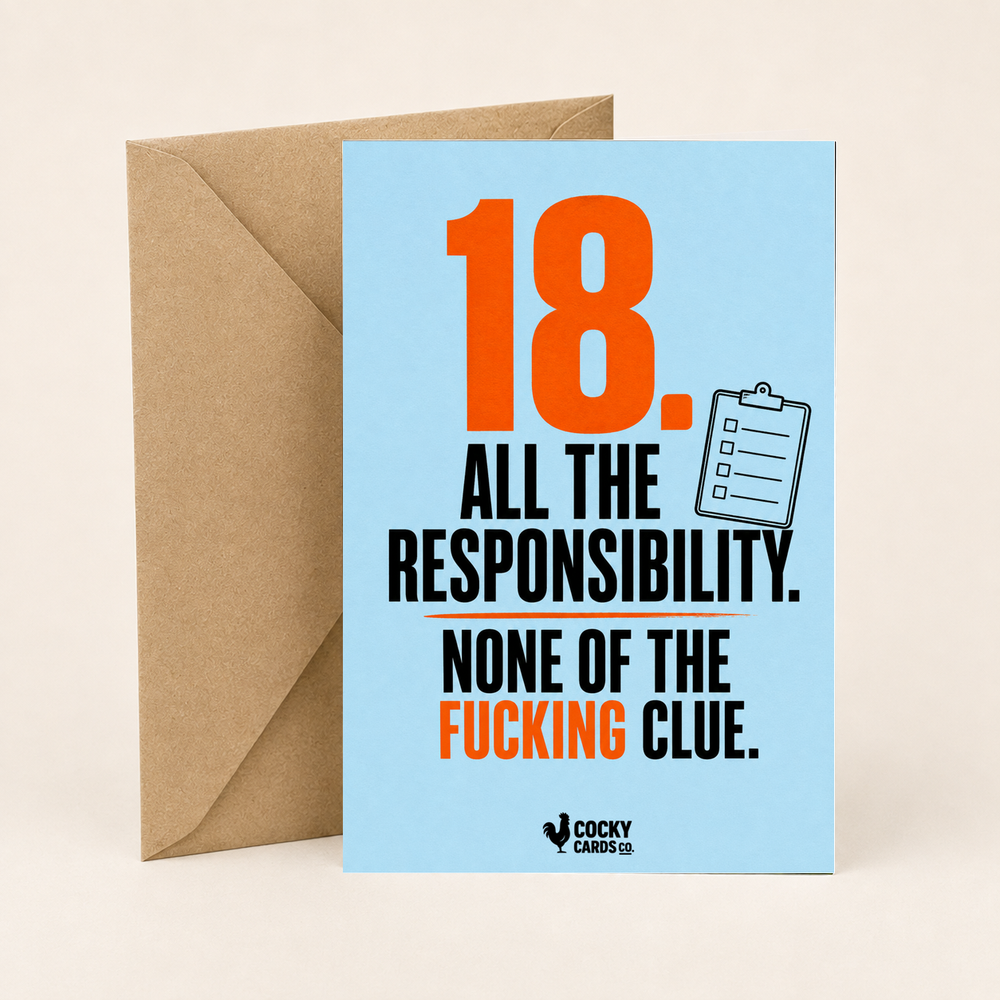 Rude 18th Birthday Card for Him – No Fucking Clue