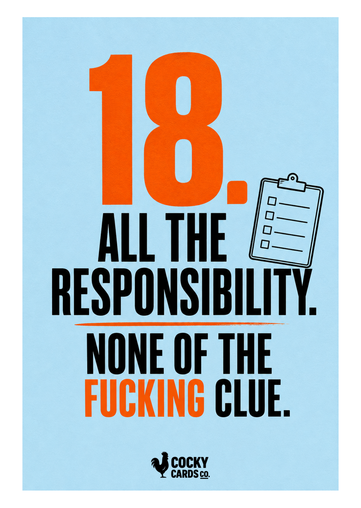 Rude 18th Birthday Card for Him – No Fucking Clue