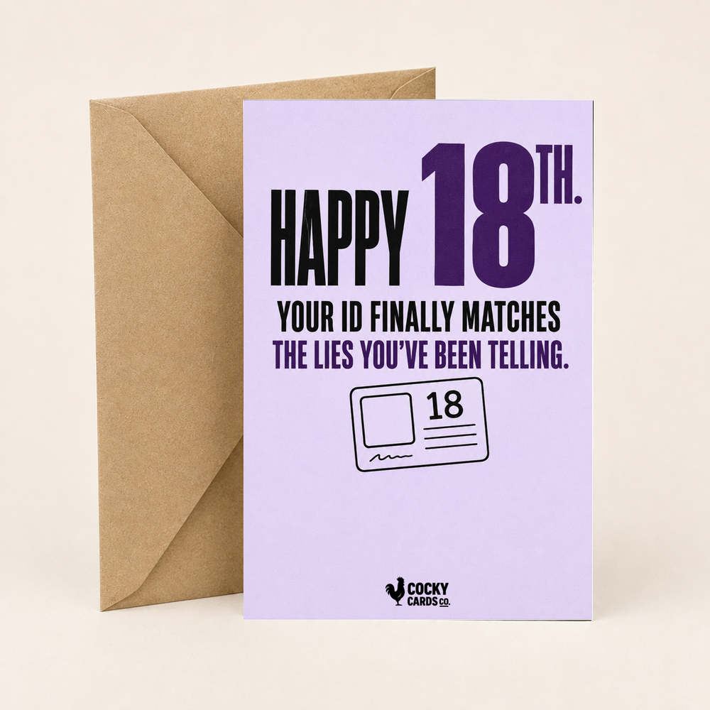 Funny 18th Birthday Card for Him – Your ID Finally Matches