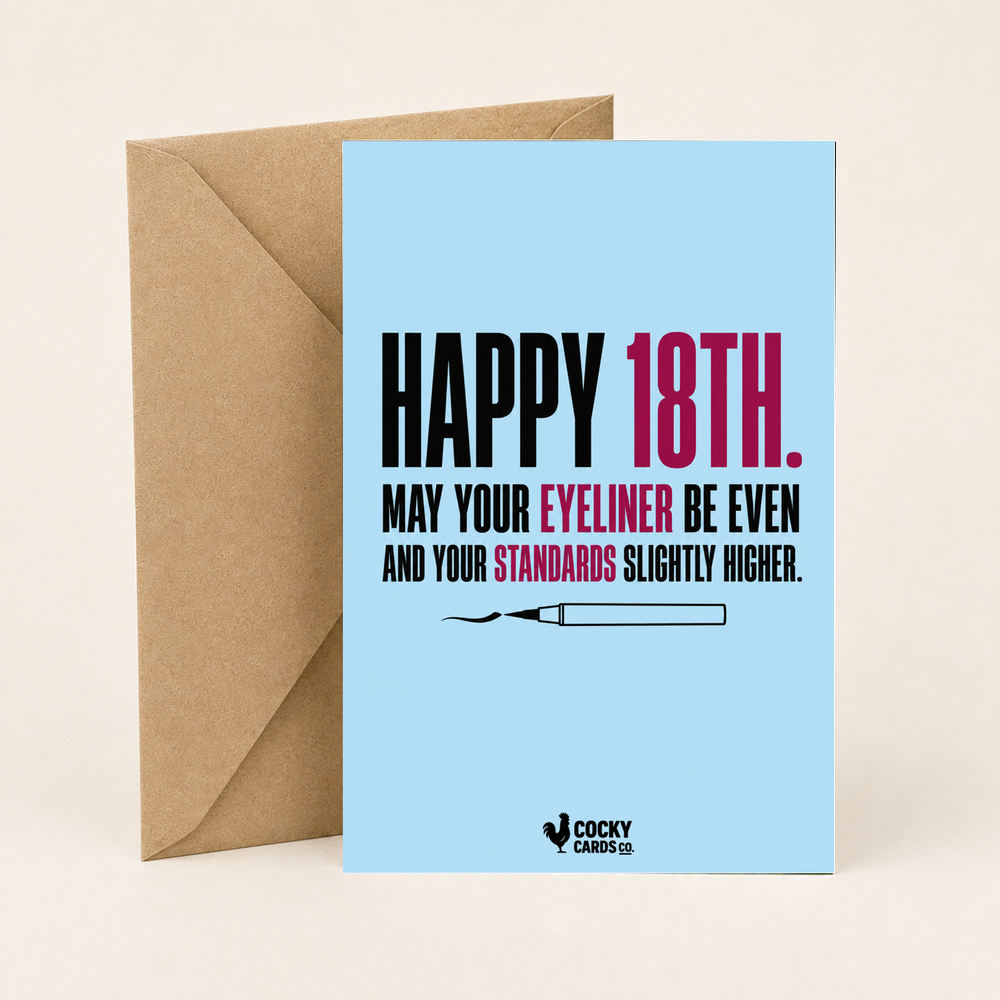 Funny 18th Birthday Card for Her – Even Eyeliner
