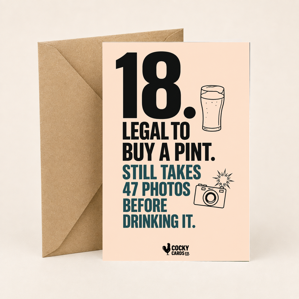 Funny 18th Birthday Card for Her – 47 Pint Photos