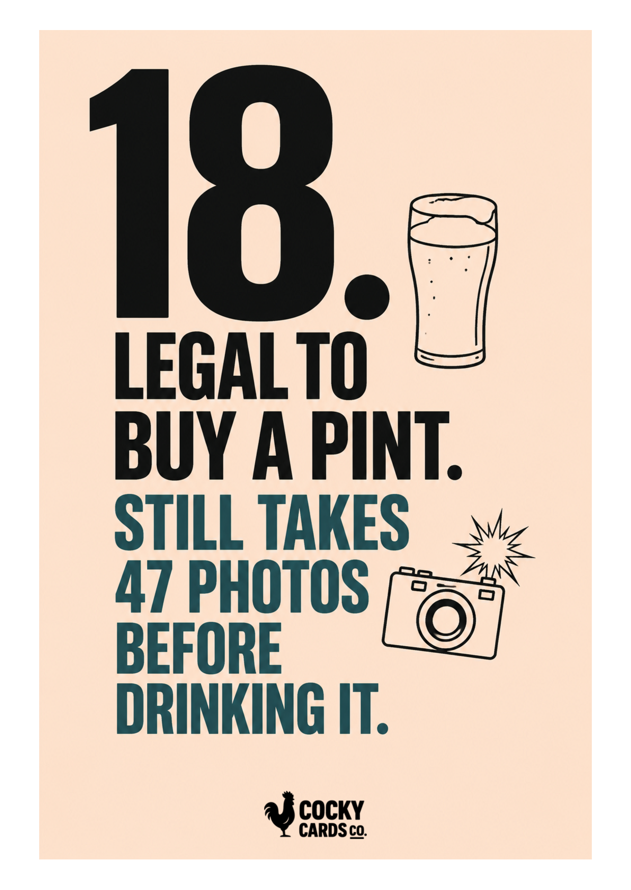 Funny 18th Birthday Card for Her – 47 Pint Photos