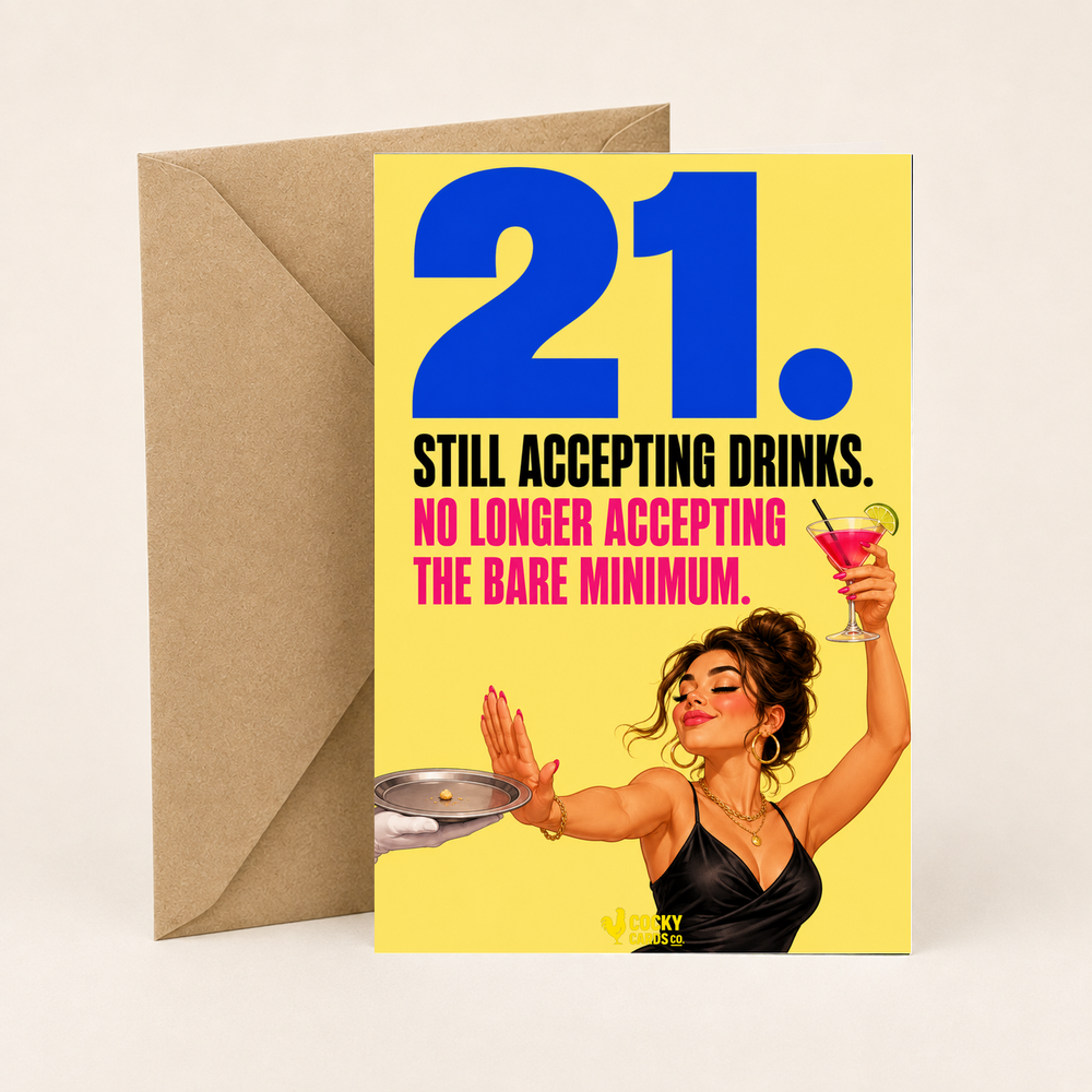 Funny 21st Birthday Card For Her – No Bare Minimum