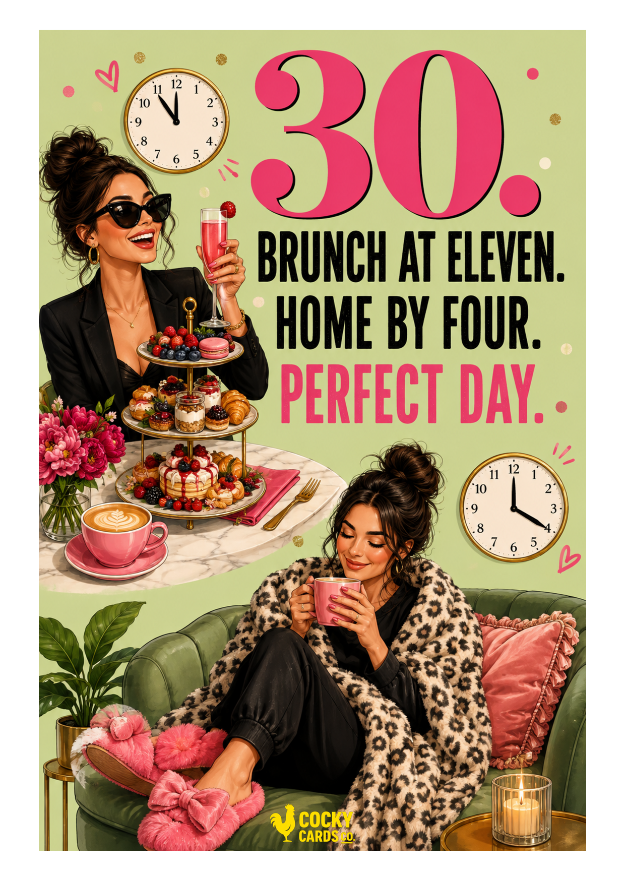 Funny 30th Birthday Card For Her – Brunch at Eleven, Home by Four