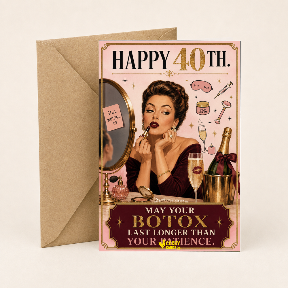 Funny 40th Birthday Card For Her – Botox Versus Patience