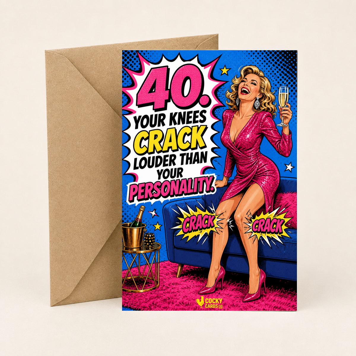 Funny 40th Birthday Card For Her – Knees Crack Louder
