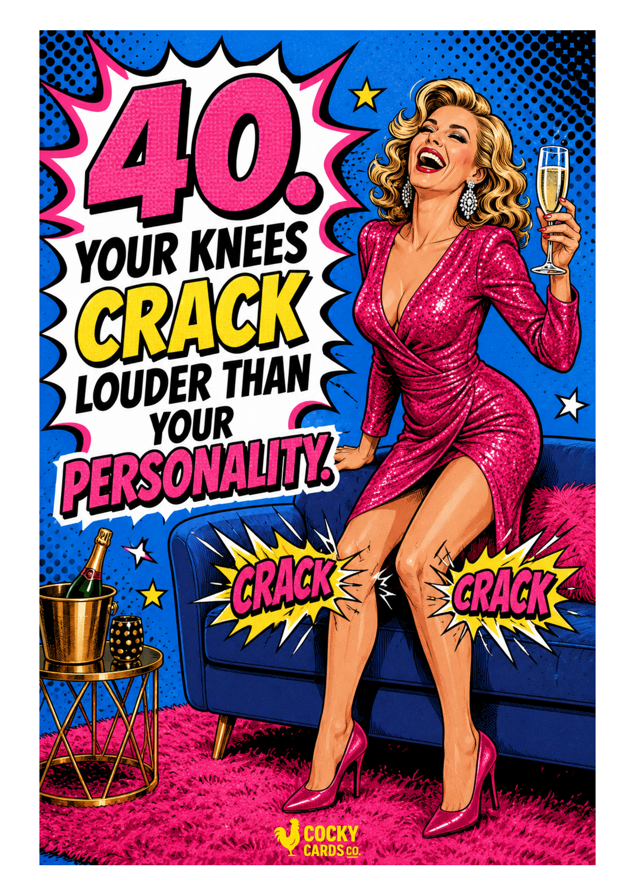 Funny 40th Birthday Card For Her – Knees Crack Louder