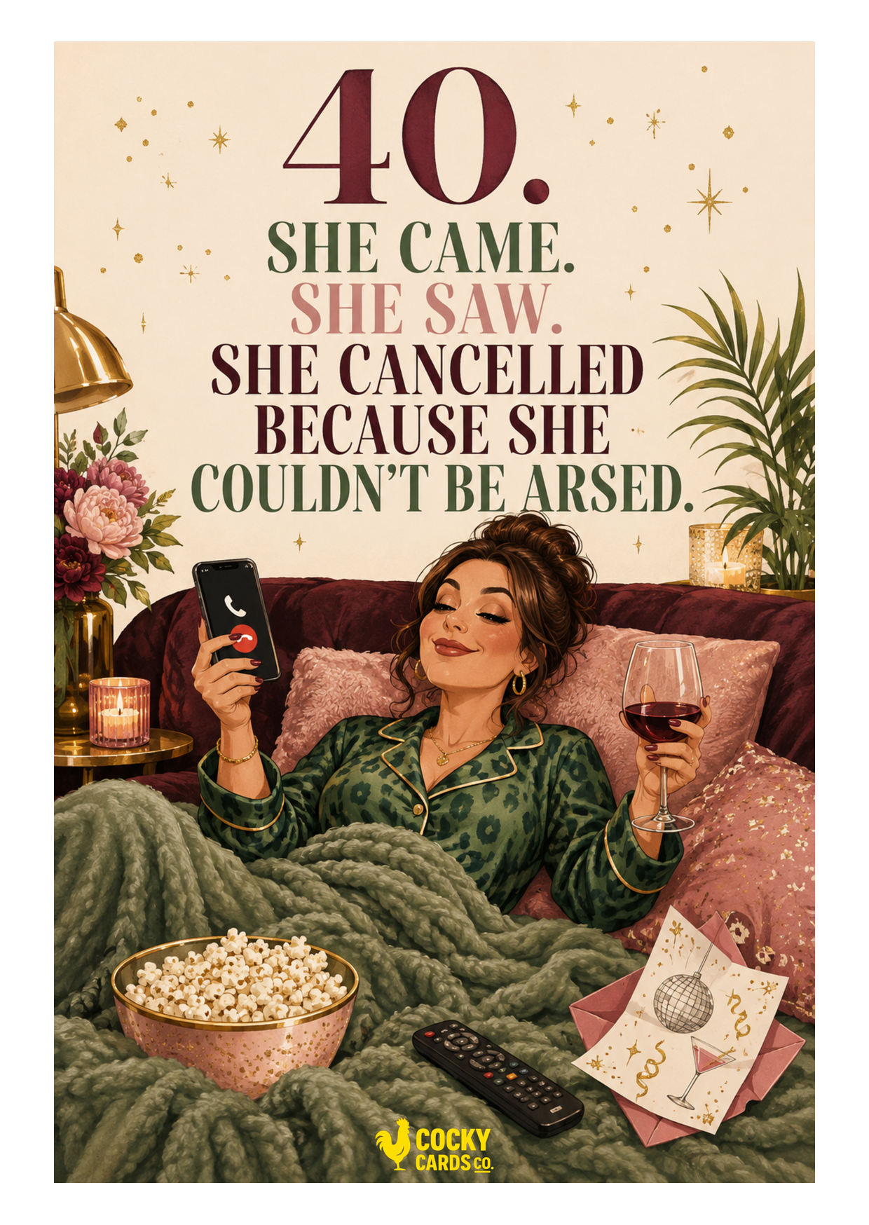 Funny 40th Birthday Card For Her – Cancelled, Could Not Be Arsed