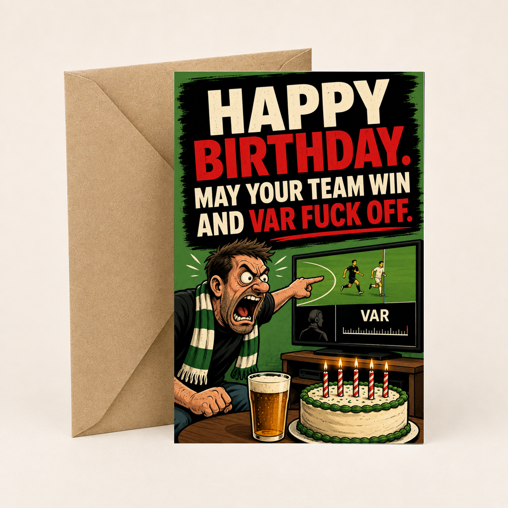 Funny Football Birthday Card – VAR Fuck Off
