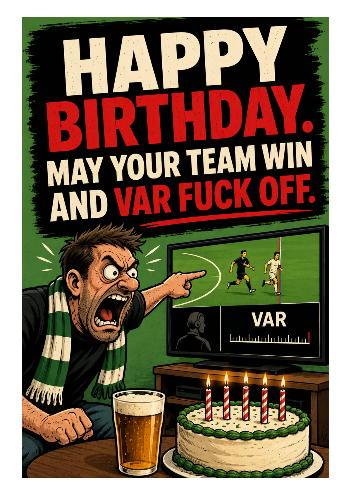 Funny Football Birthday Card – VAR Fuck Off