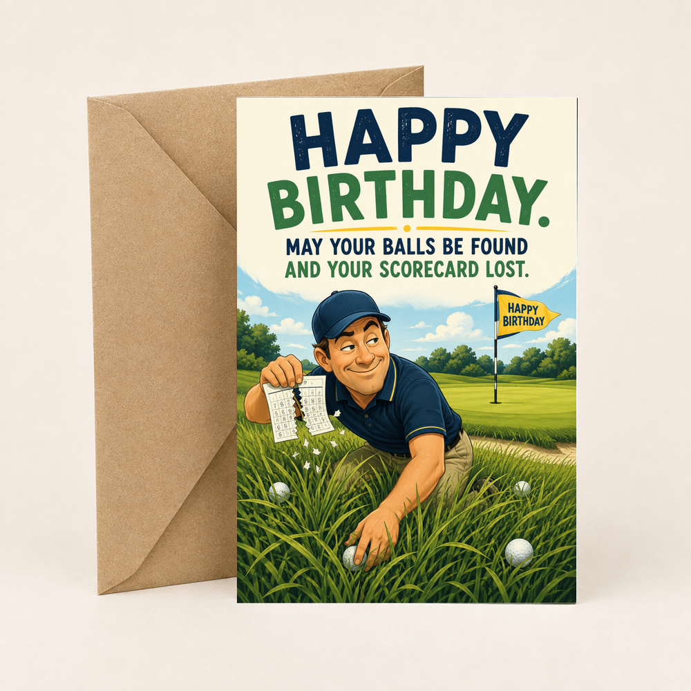 Funny Golf Birthday Card – Straight Drive, Convincing Excuses