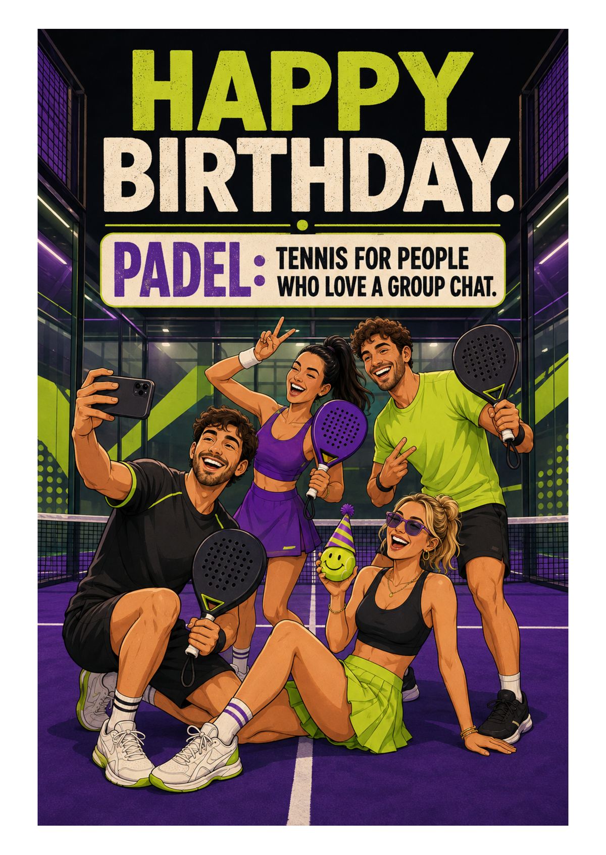 Rude Padel Birthday Card – Better Partner This Year – card front artwork