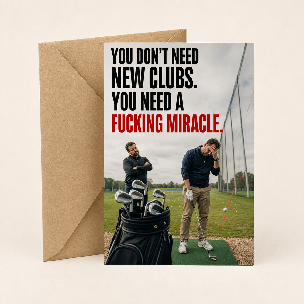 Funny Golf Birthday Card – You Need a Miracle