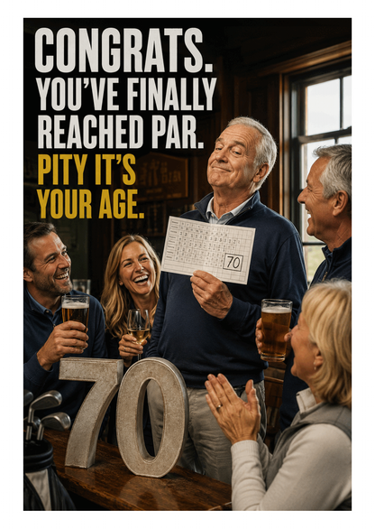 Funny Golf Birthday Card – Finally Reached Par – card front artwork