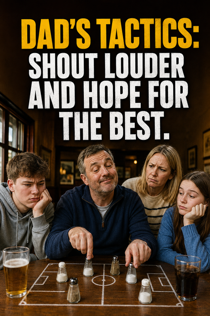Dad's Tactics: Shout Louder and Hope for the Best. – card front artwork